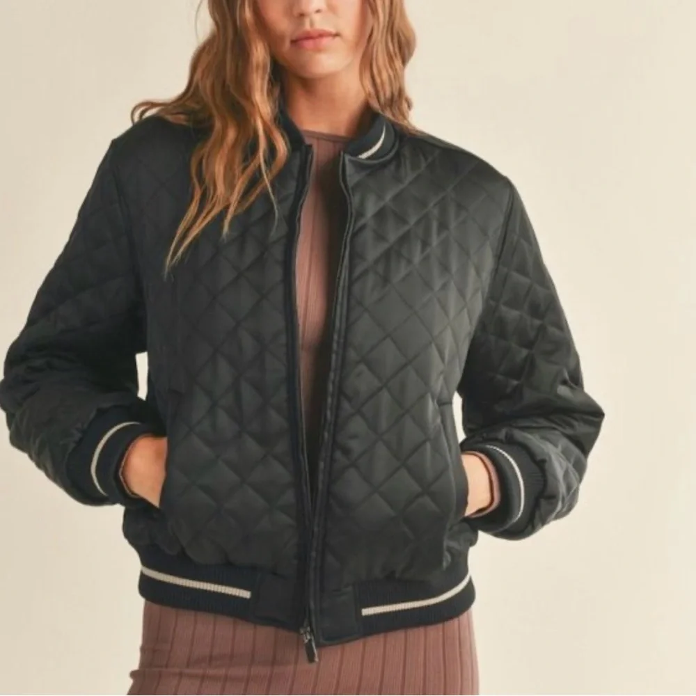 KIMBERLY C Boutique Black Quilted Women's BOMBER Cara Jacket - Picture 4 of 6